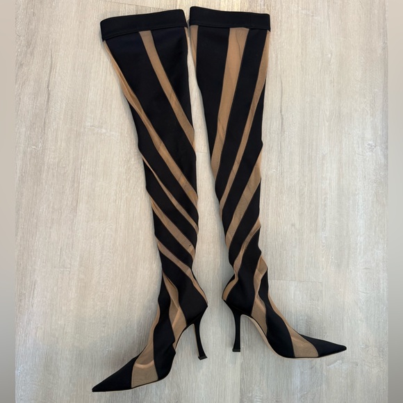 New JIMMY CHOO x Mugler over-the-knee sock boots 37.5 - Picture 11 of 16